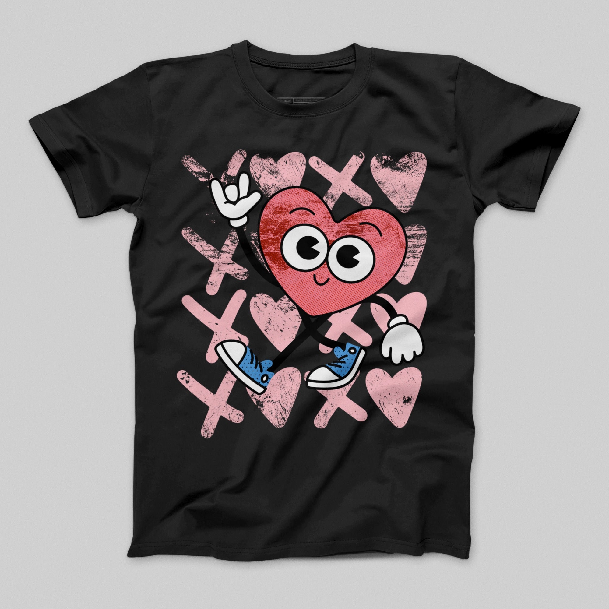 Cute Cartoon Heart with Shoes and XOXO T-Shirt