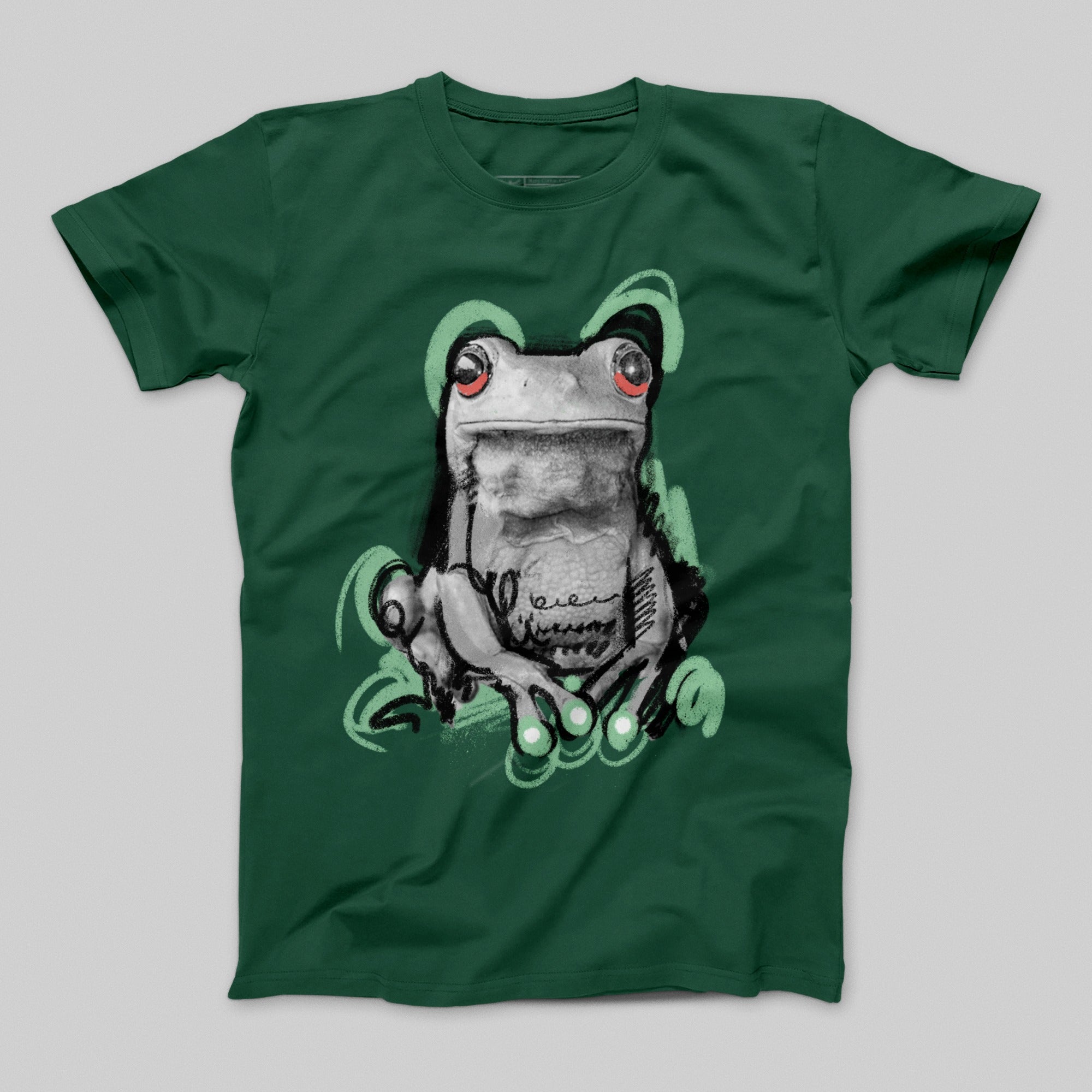 Cool Frog Graphic Unique Print Green T-shirt