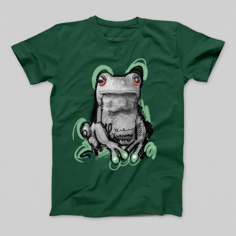 Cool Frog Graphic Unique Print Green T-shirt