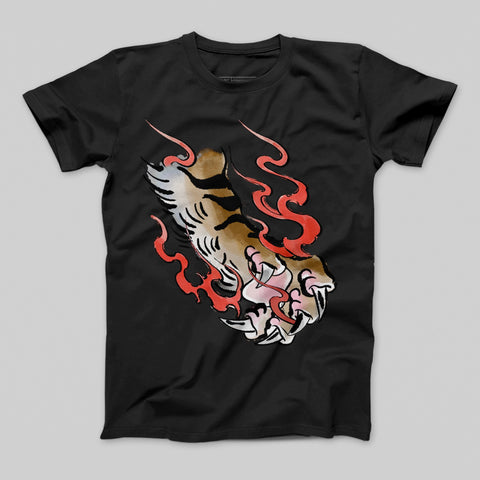 Fierce Tiger Claw With Flames Graphic T-Shirt