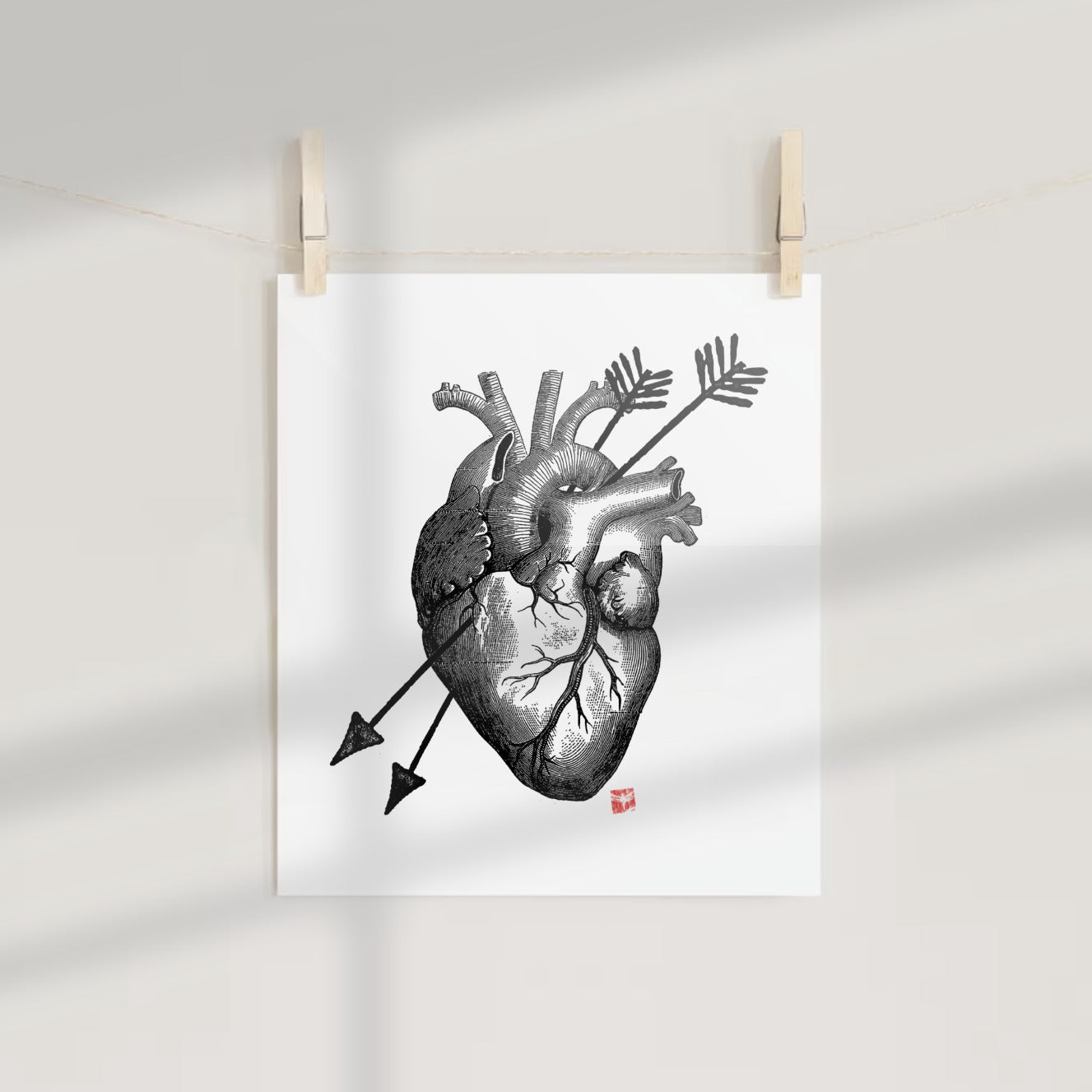 Anatomical Heart with Arrows Vintage Art Print Poster