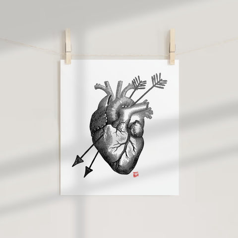 Anatomical Heart with Arrows Vintage Art Print Poster