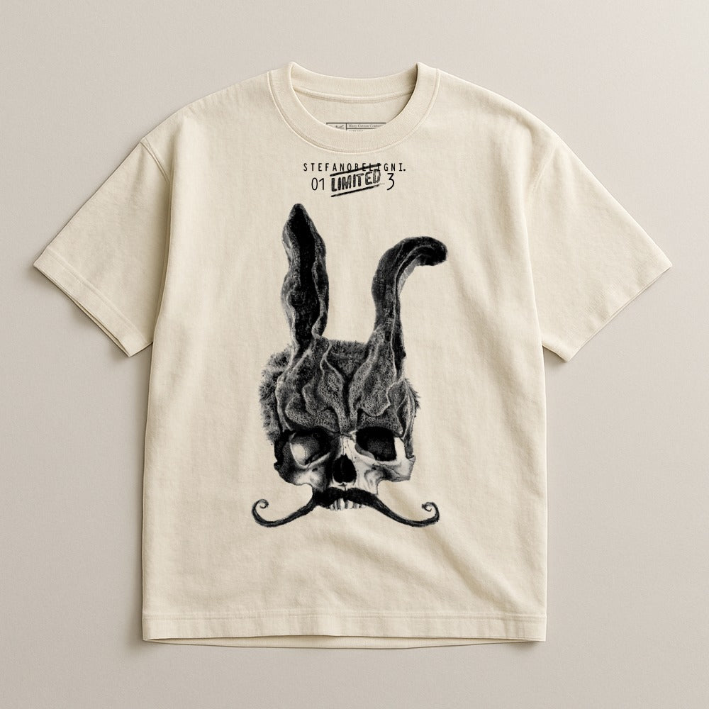 Unique Skull Design Bunny Ears Graphic Tee Shirt