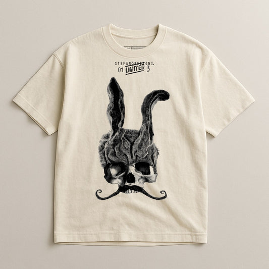 Unique Skull Design Bunny Ears Graphic Tee Shirt
