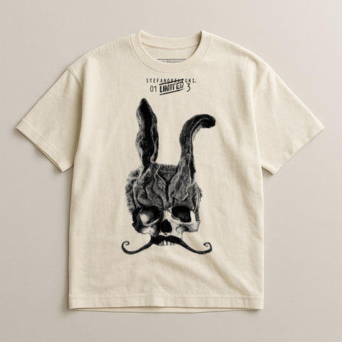 Unique Skull Design Bunny Ears Graphic Tee Shirt