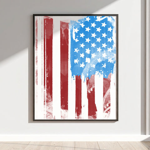 Vibrant American Flag Wall Art with Red and Blue Stars