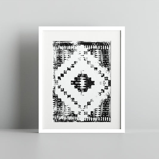 Abstract Geometric Tribal Black and White Art Print