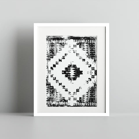 Abstract Geometric Tribal Black and White Art Print