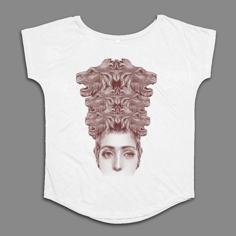 Unique Artistic Lion Head Woman Graphic Tee