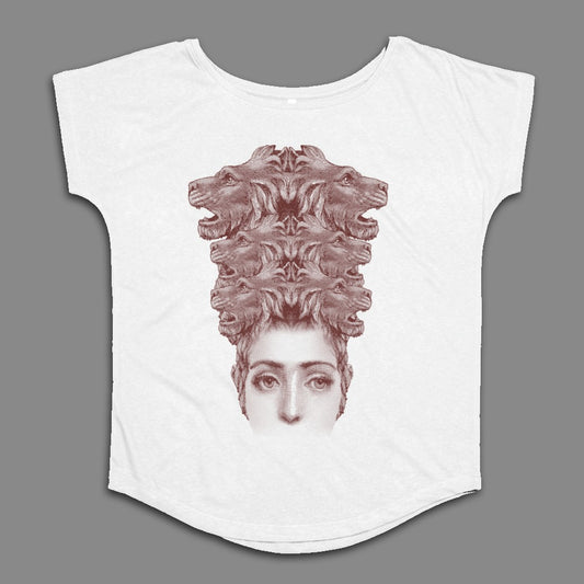 Unique Artistic Lion Head Woman Graphic Tee