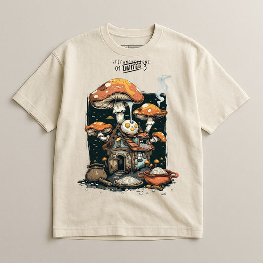 Whimsical Mushroom House Graphic Tee Shirt