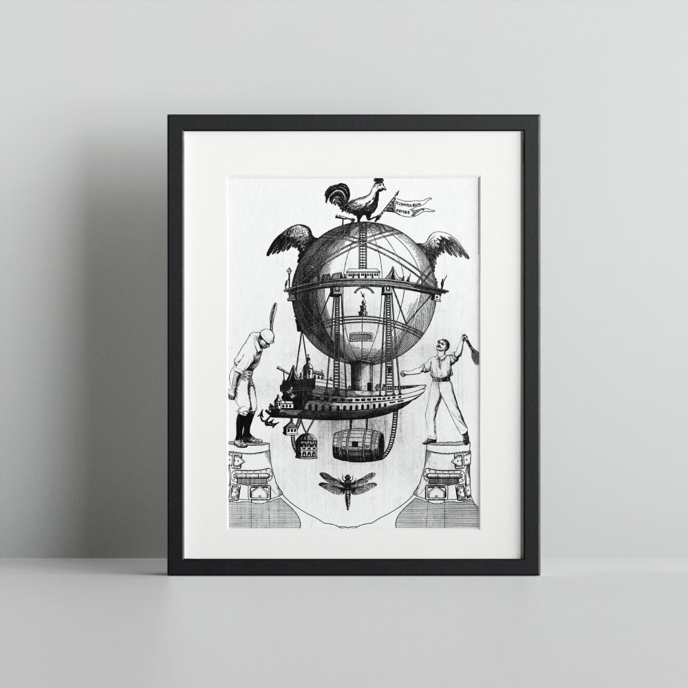 Vintage Nautical Globe Artwork Illustration Print
