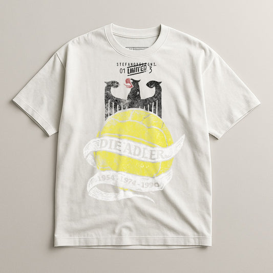 White t-shirt with yellow eagle emblem and "DIE ADLER" text.