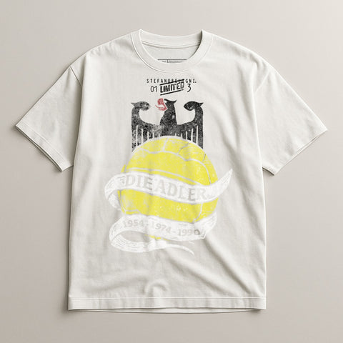 White t-shirt with yellow eagle emblem and "DIE ADLER" text.