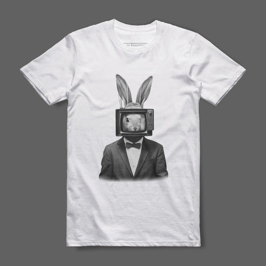 Vintage TV Rabbit Print Graphic Tee Shirt