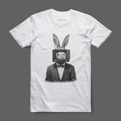 Vintage TV Rabbit Print Graphic Tee Shirt