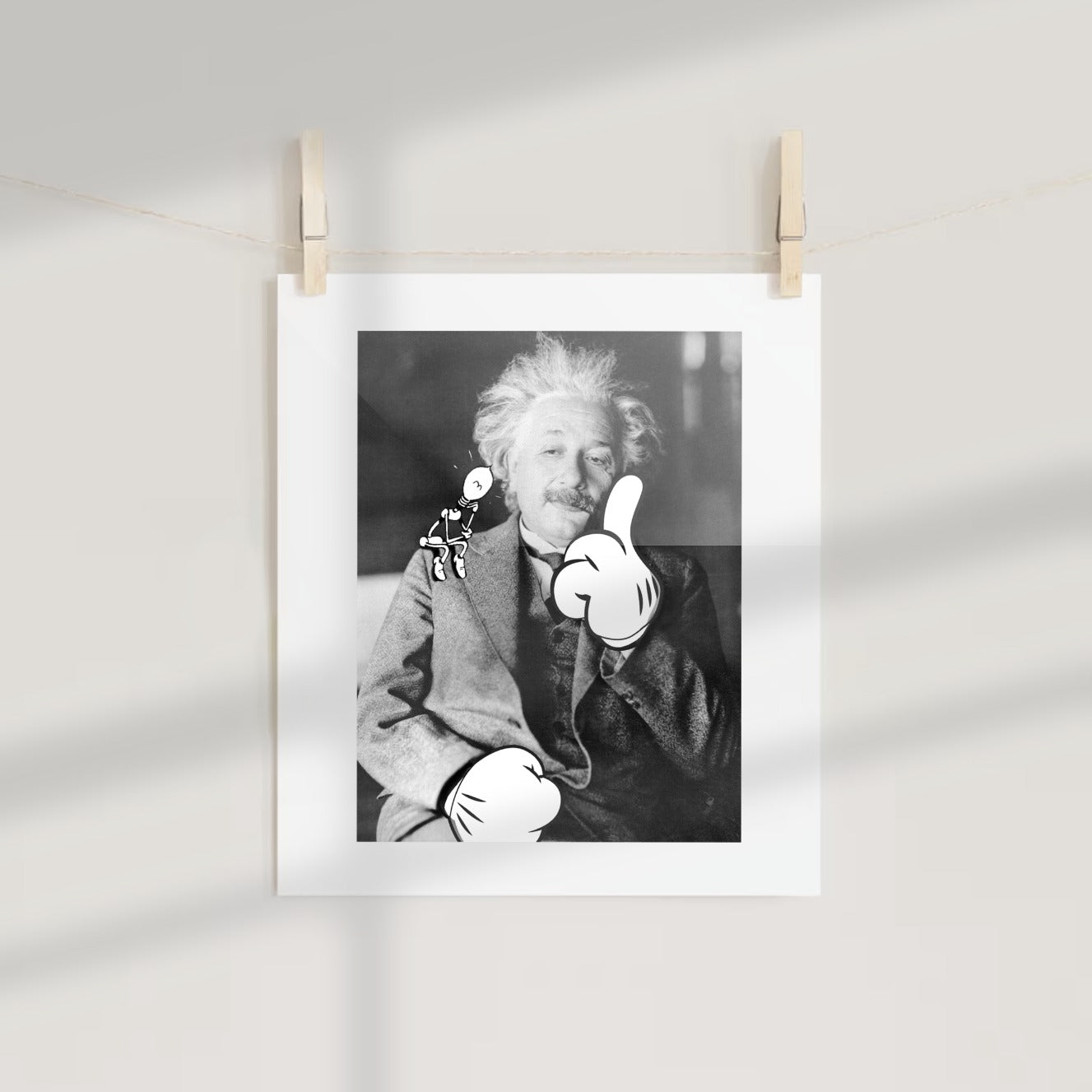 Einstein with Cartoon Thumbs Up Art Print