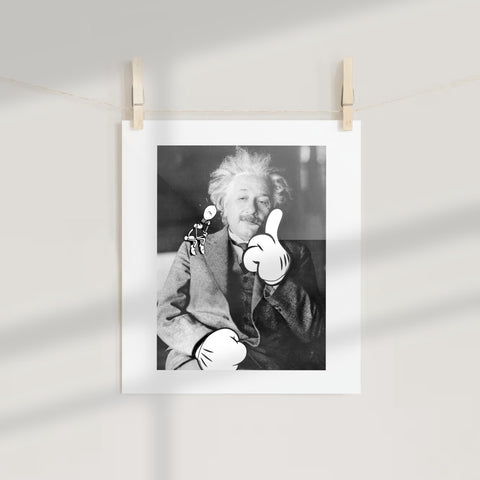 Einstein with Cartoon Thumbs Up Art Print
