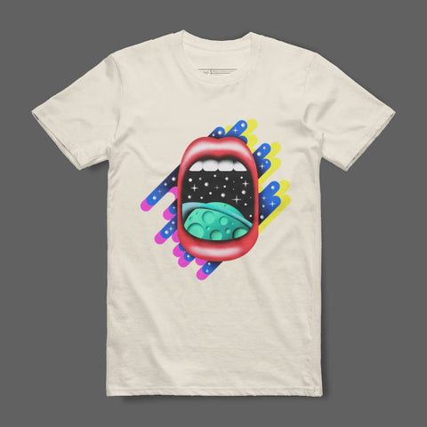 Colorful Mouth and Space Graphic T-shirt