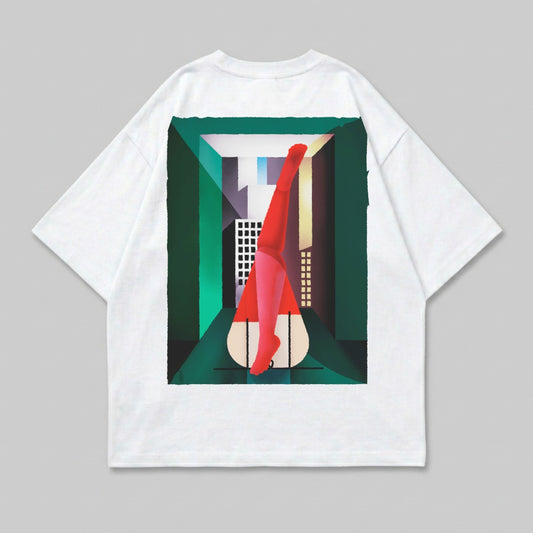 Red Legs Architectural City Scene Abstract Geometric Print product type