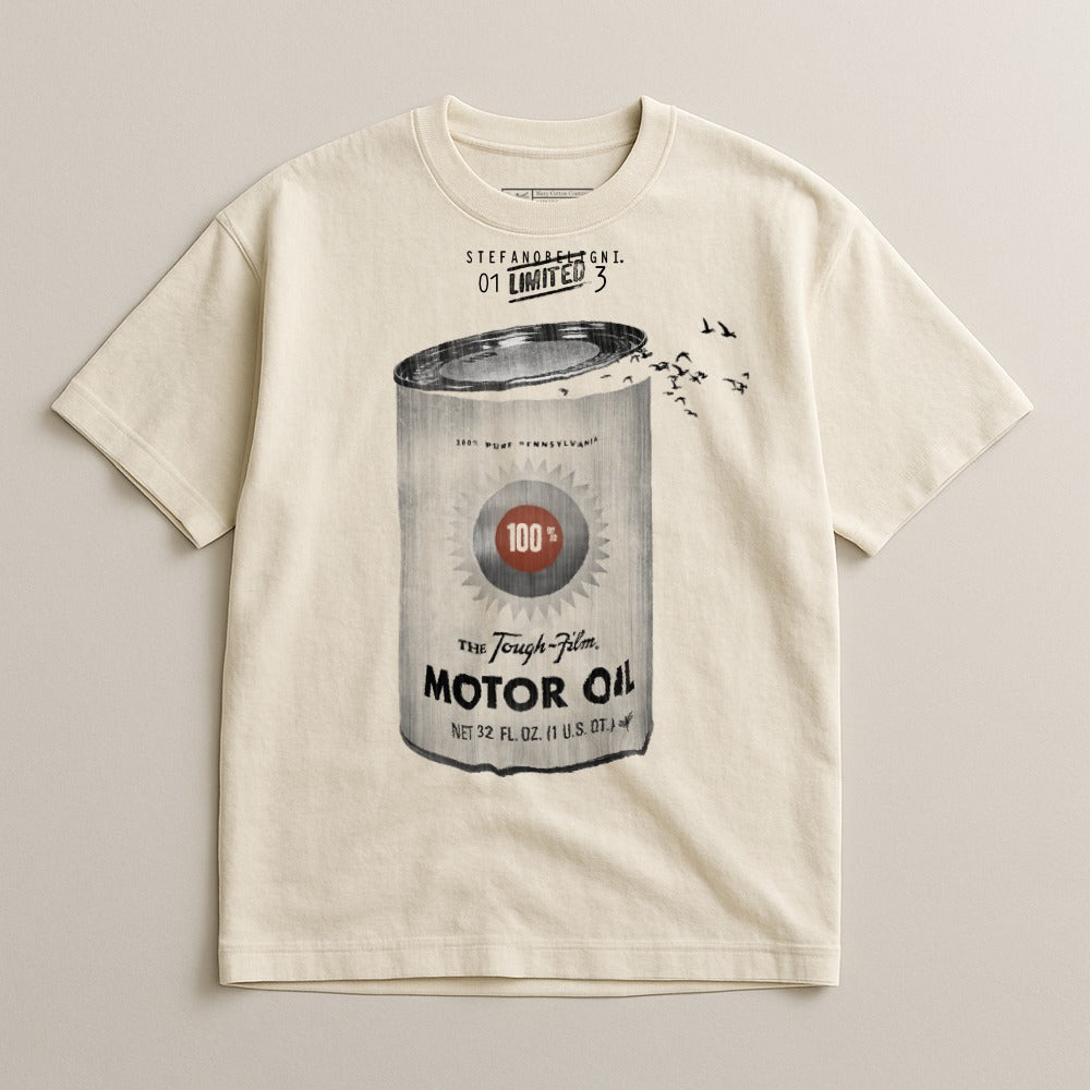 Vintage Graphic T-Shirt with Motor Oil Can Print
