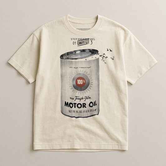 Vintage Graphic T-Shirt with Motor Oil Can Print