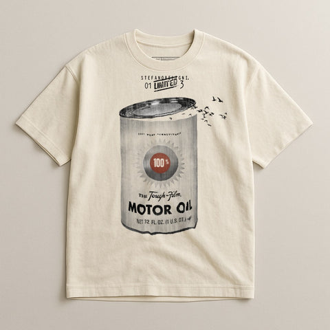 Vintage Graphic T-Shirt with Motor Oil Can Print