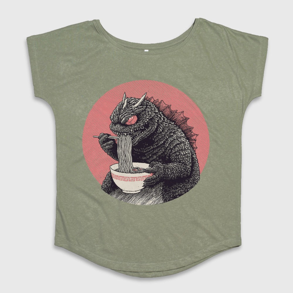 Monster Eating Noodles Graphic Tee for a Unique Look