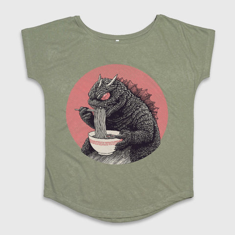 Monster Eating Noodles Graphic Tee for a Unique Look