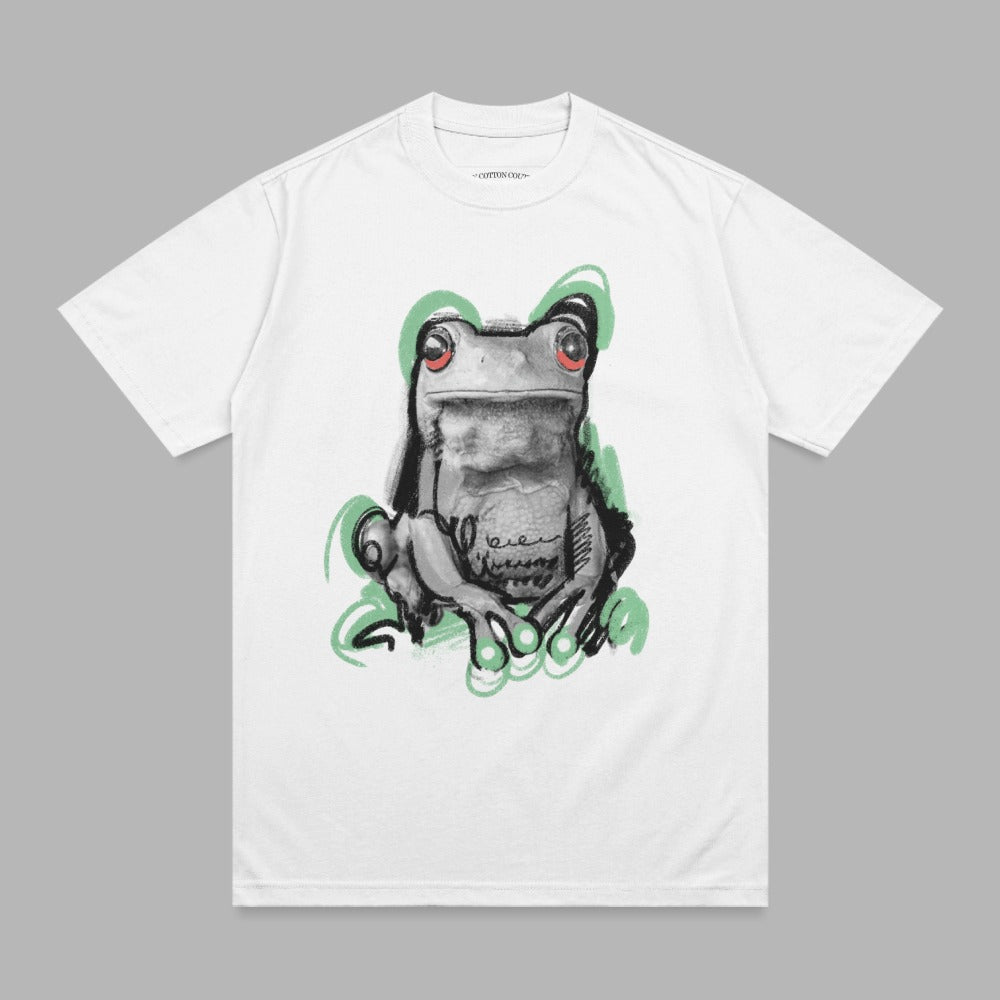 Expressive Red Eyed Frog Art Graphic White Product Type
