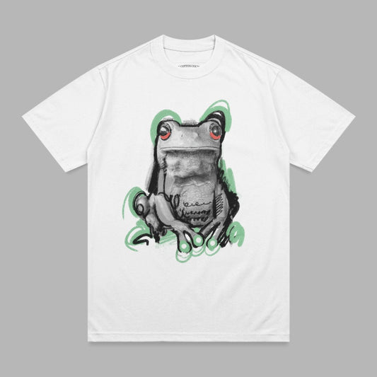 Expressive Red Eyed Frog Art Graphic White Product Type