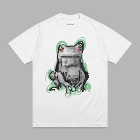 Expressive Red Eyed Frog Art Graphic White Product Type