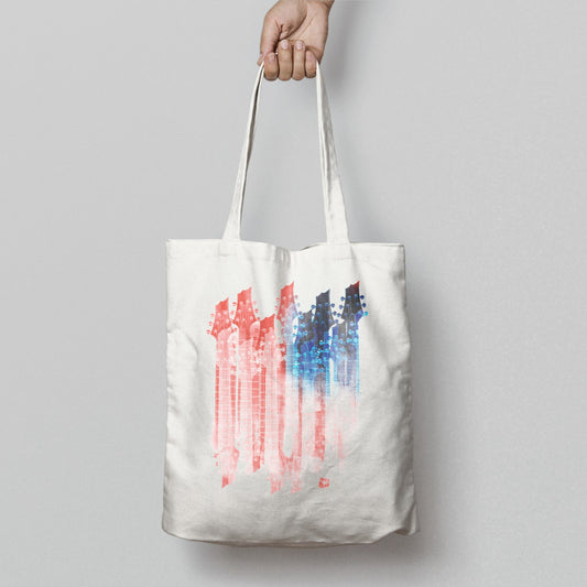 Colorful Guitar Headstock Design Tote Bag