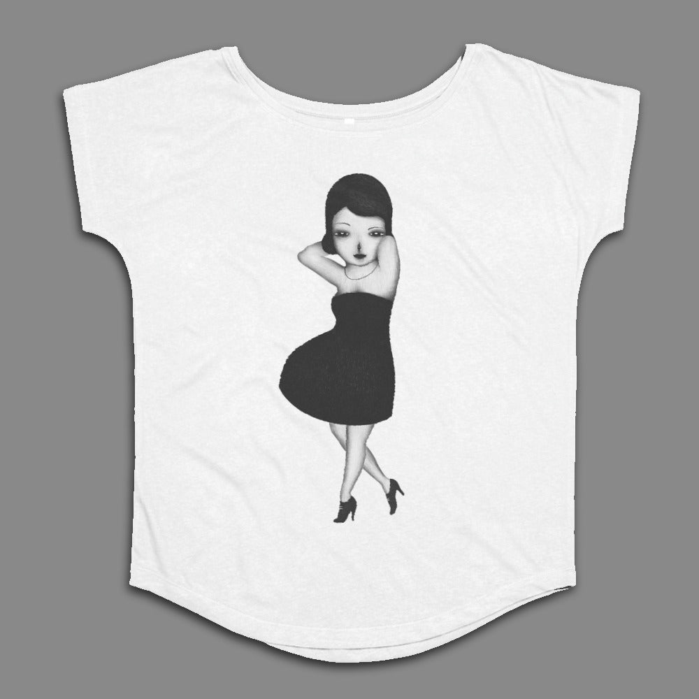 Artistic Girl in Black Dress Graphic Tee product