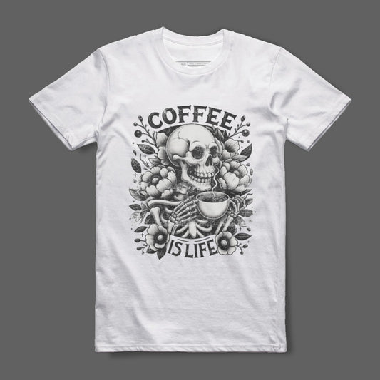 Coffee Is Life Skull Graphic T-shirt