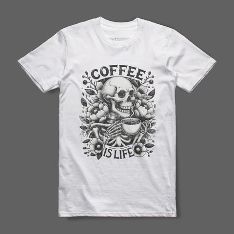 Coffee Is Life Skull Graphic T-shirt