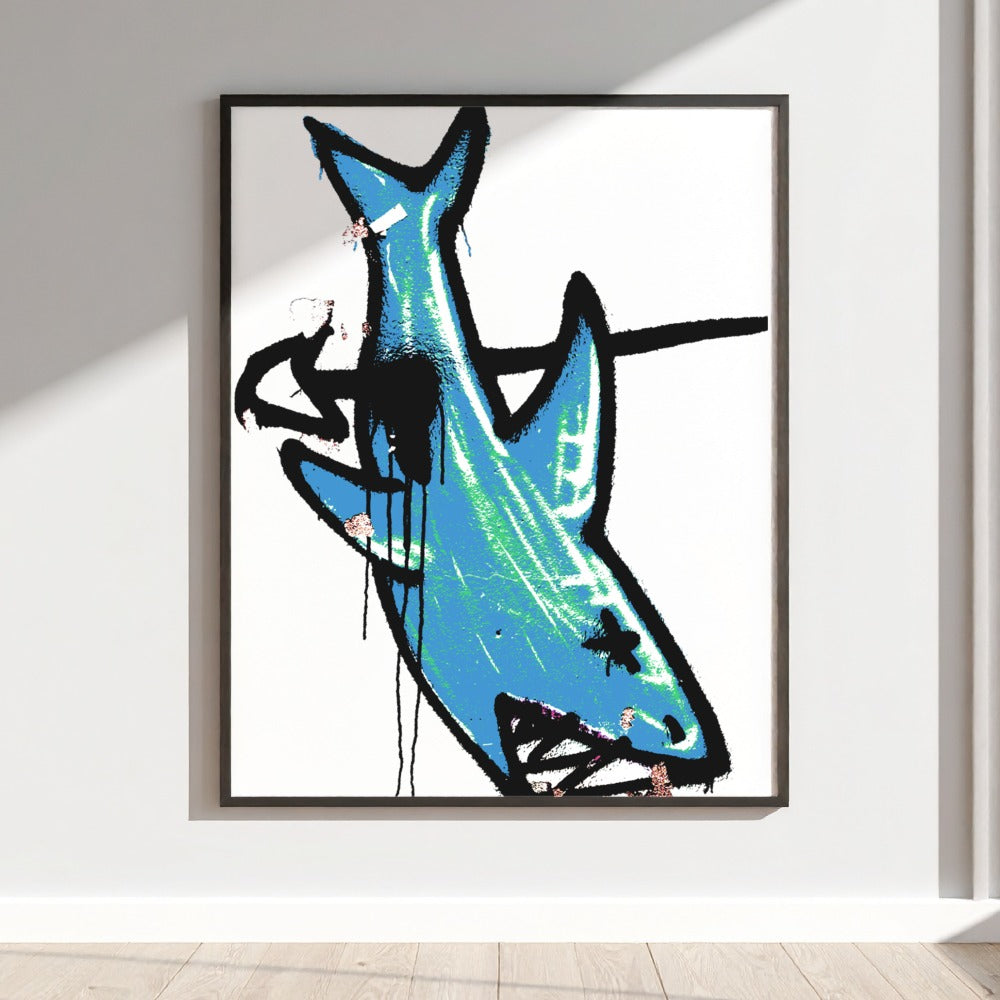 Colorful Abstract Shark Artwork Wall Decor