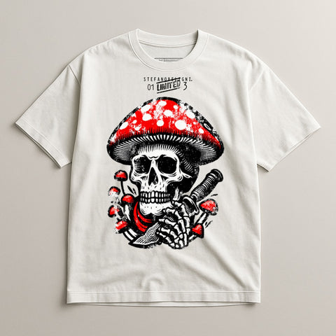 Skull Mushroom Graphic Tee Unique Design Shirt