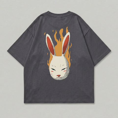 Flaming Rabbit Mask Design Grey Shirt Product type