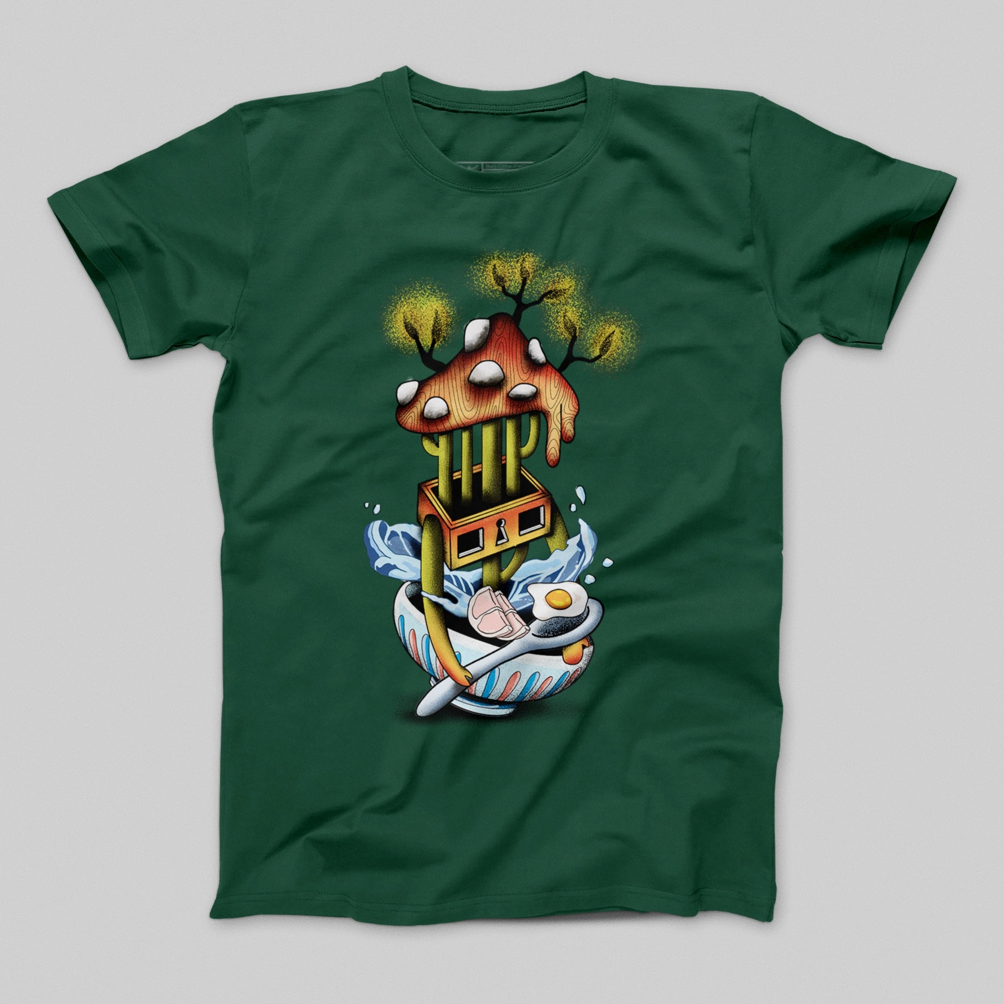 Whimsical Mushroom House with Cooking Utensils T-shirt