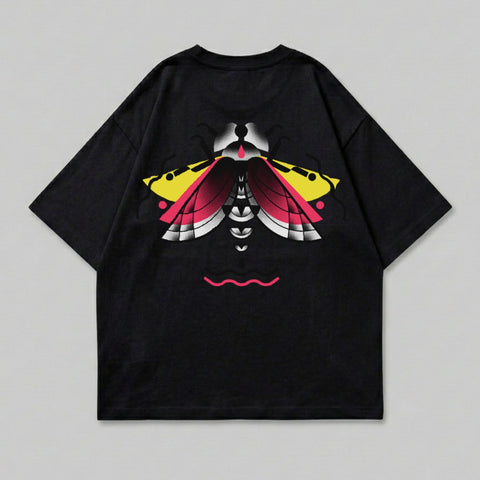 Vivid Moth Graphic Abstract Wing Art Black T-shirt product type