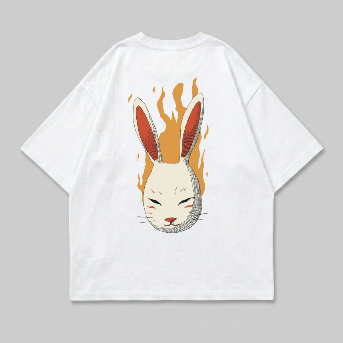Fiery Rabbit Mask Graphic Anime Art Product Type