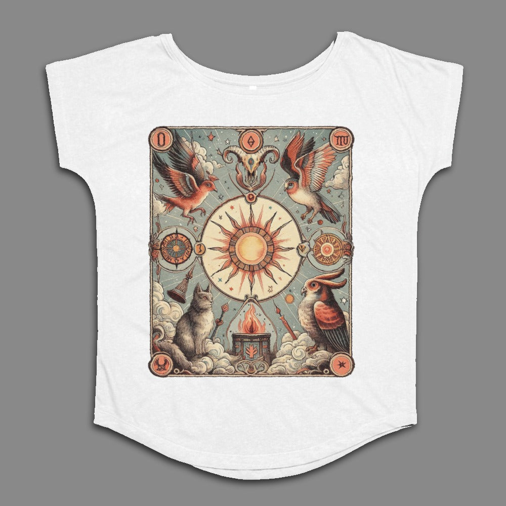 Mystical Sun and Animal Design Graphic Tee