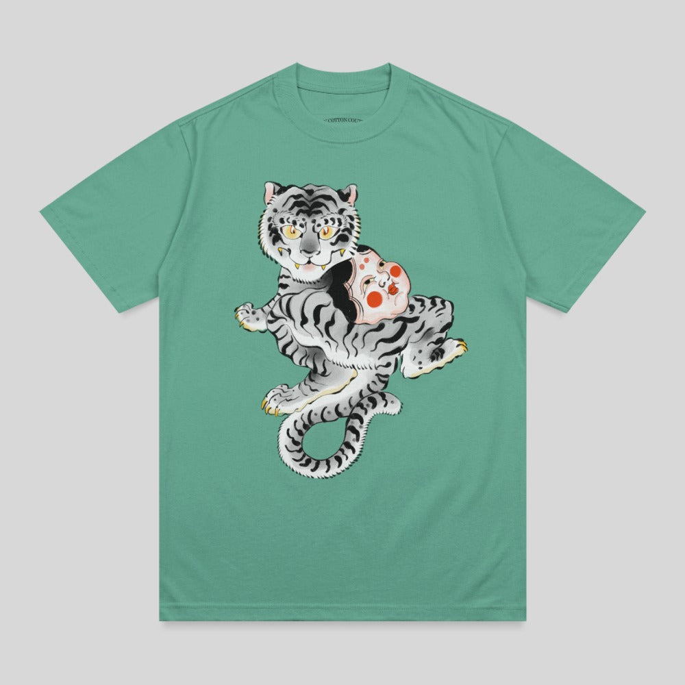 Mythical Tiger Carrying Mask Graphic Green product type
