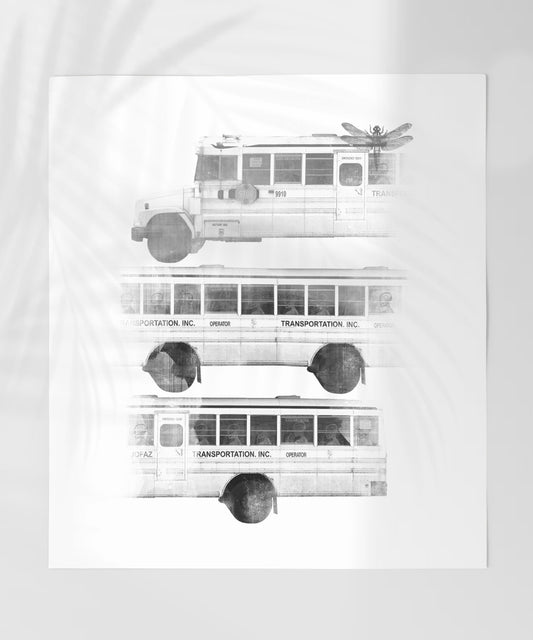 Unique Vintage School Bus Artwork Print for Sale