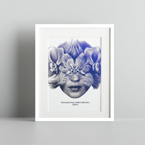 Surreal Face Art Print with Unique Animal Features