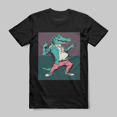 Dancing Alligator Graphic T-Shirt Retro Cartoon Style