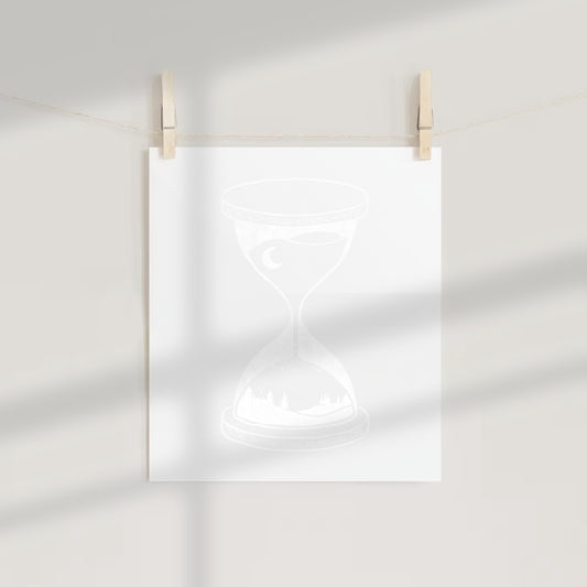 Minimalist Hourglass Poster with Subtle Time Imagery