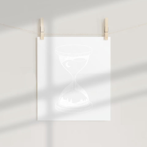 Minimalist Hourglass Poster with Subtle Time Imagery