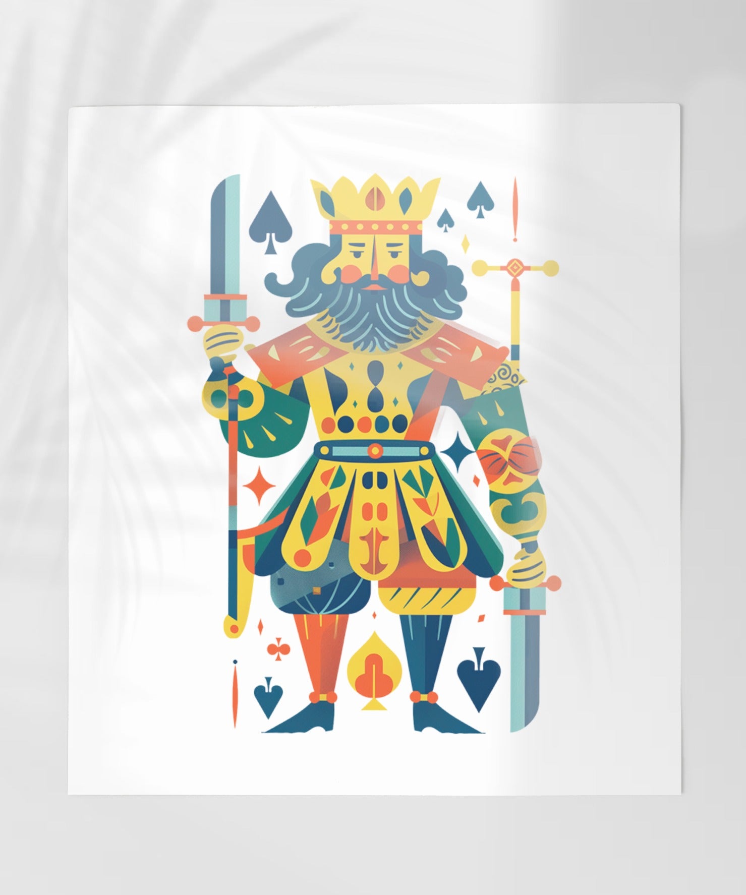 Colorful King of Spades Playing Card Art Print